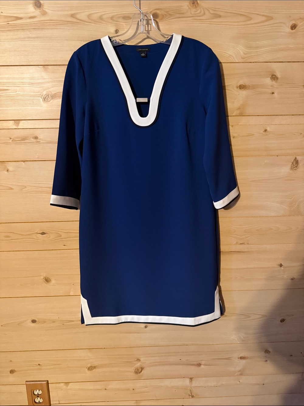Ann Taylor Royal Blue Dress with White Accent Size Small